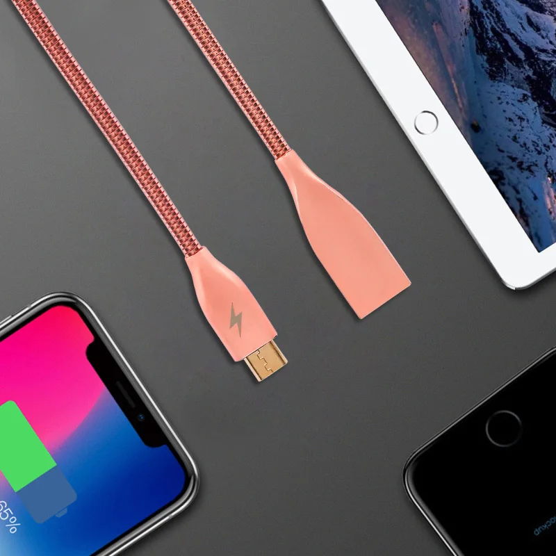 Hot sale Wholesale price high quality Metal Spring Fast Charging Sync Data Cable Zinc Alloy Micro USB Cable - ANKUX.COM