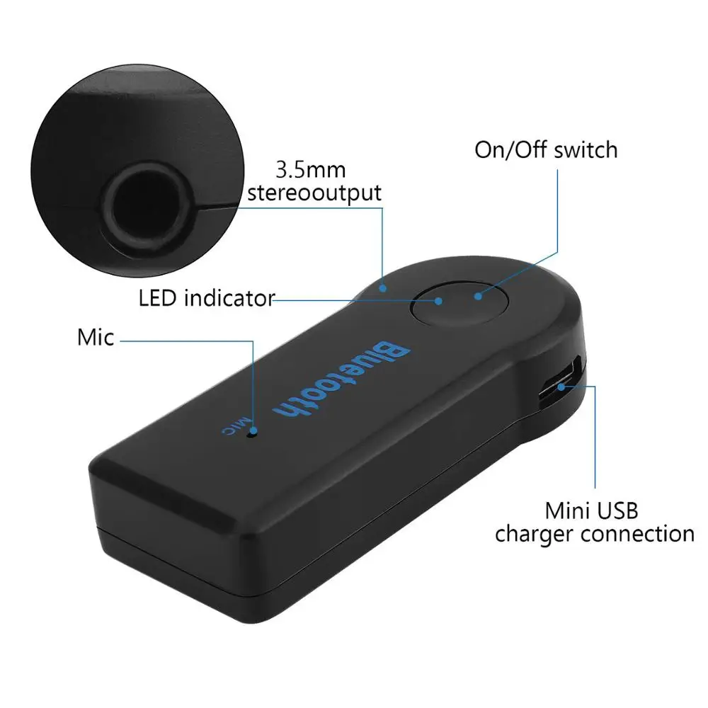 FancyTech BT Car Kit Handsfree 3.5mm Car AUX Audio Music Receiver Adapter - ANKUX.COM