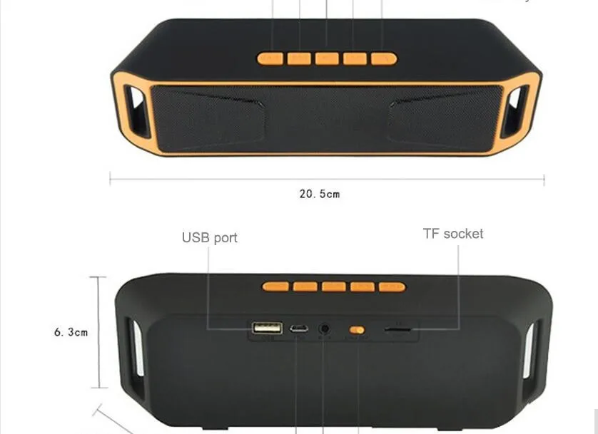 New sc-208 Portable V2.1 Stereo Wireless speaker Support Handsfree FM Radio AUX USB TF Card Mic for IOS Android Phone - ANKUX.COM