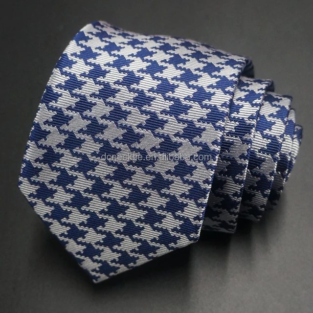 blue and white houndstooth design famous in young men silk ties