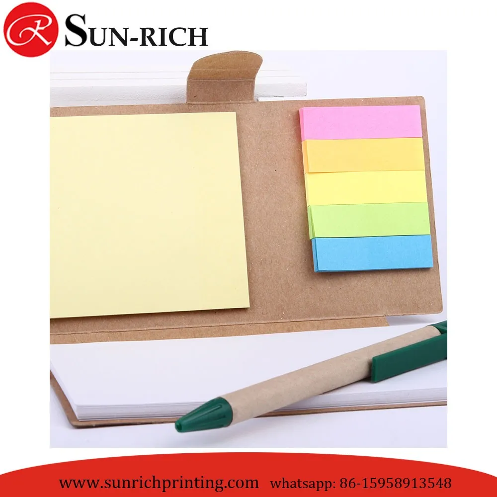 notebook with flags & sticky notes, 5 sticky flag colored
