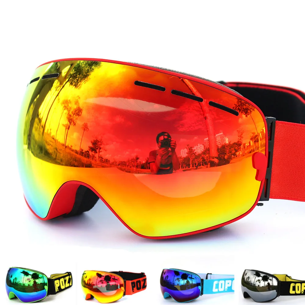 

Free Shipping COPOZZ brand ski goggles double layers UV400 anti-fog big ski mask glasses skiing men women snow snowboard goggles