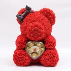baby birthday custom souvenir gift set large teddy bear with artificial rose flower weddings decoration flower rose bear
