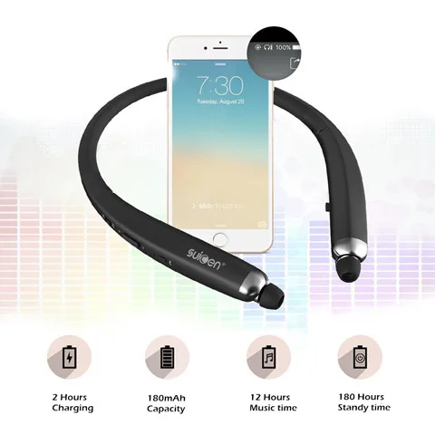 Slim Neckband Wireless outdoor sport using headset foldable retractable headphones - ANKUX.COM