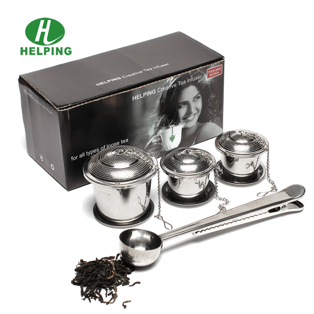 Fine holes stainless steel Tea Infuser Set 2 Single Cup Infusers, 1 Large Infuser and Metal Scoop with Bag Clip, Silver
Fine holes stainless steel Tea Infuser Set 2 Single Cup Infusers, 1 Large Infuser and Metal Scoop with Bag Clip, Silver