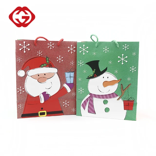 fashion design custom glitter christmas paper shopping bag