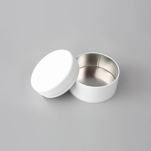 lovely white silver round metal gift tin box for cosmetic