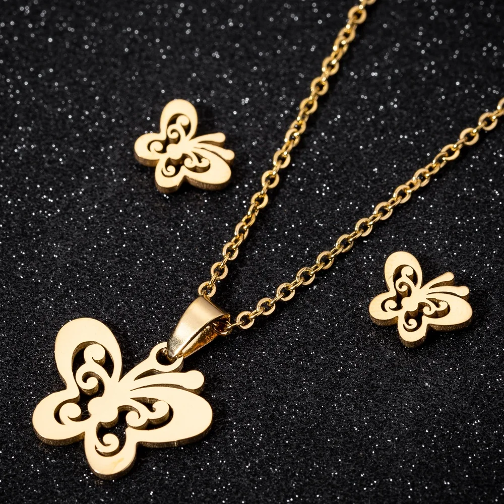 Stainless Steel Butterfly Pendant Necklace Earring Jewelry Set (Gold Or Silver)
Stainless Steel Butterfly Pendant Necklace Earring Jewelry Set (Gold Or Silver)