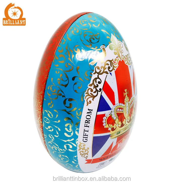 egg shape metal chocolate tin can for christmas gift boxes