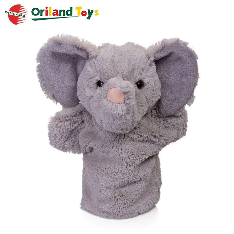 Lovely blue elephant calf soft plush stuffed toys hand puppet