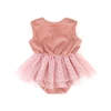 Hot baby girl romper dresses tied with lace bowknot cute romper solid pink velvet sleeveless tutu leotard