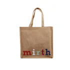 Supplier fashion design Natural color Jute material handmade brown burlap shopping bag with handle