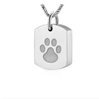 IJD8003 Rectangle shape Memorial Urn Necklace Pet Paw Etch Dog Cremation Jewelry