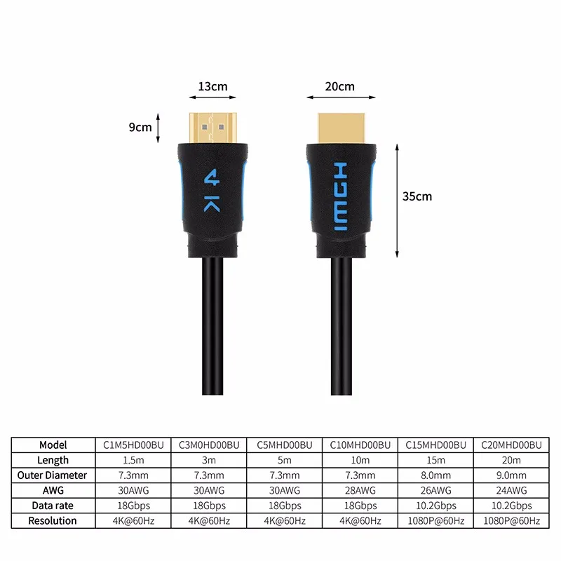 Tesla smatt 4K 60Hz 3D HDMI Cable 4k 3m Support 3D 5m 10m 15m 20m - ANKUX.COM