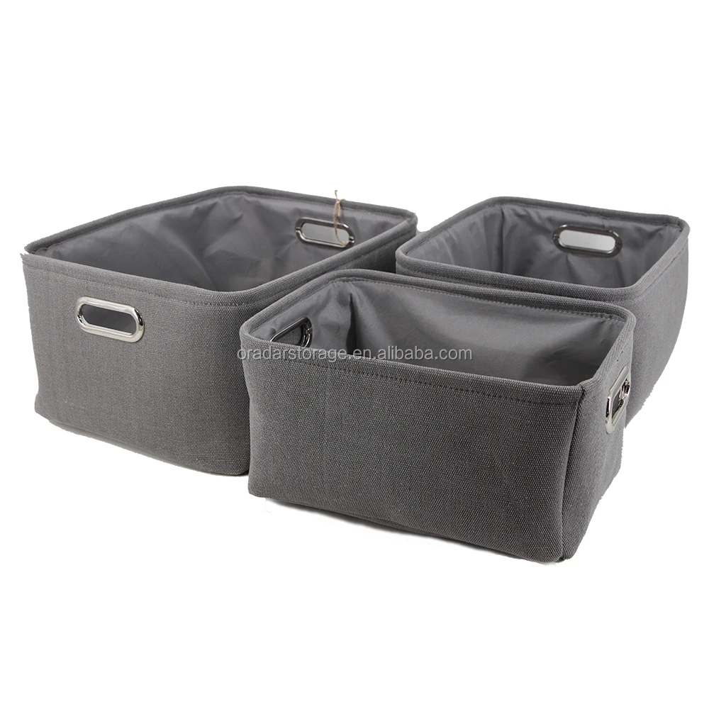 bin basket , uncovered canvas storage box with handles , for