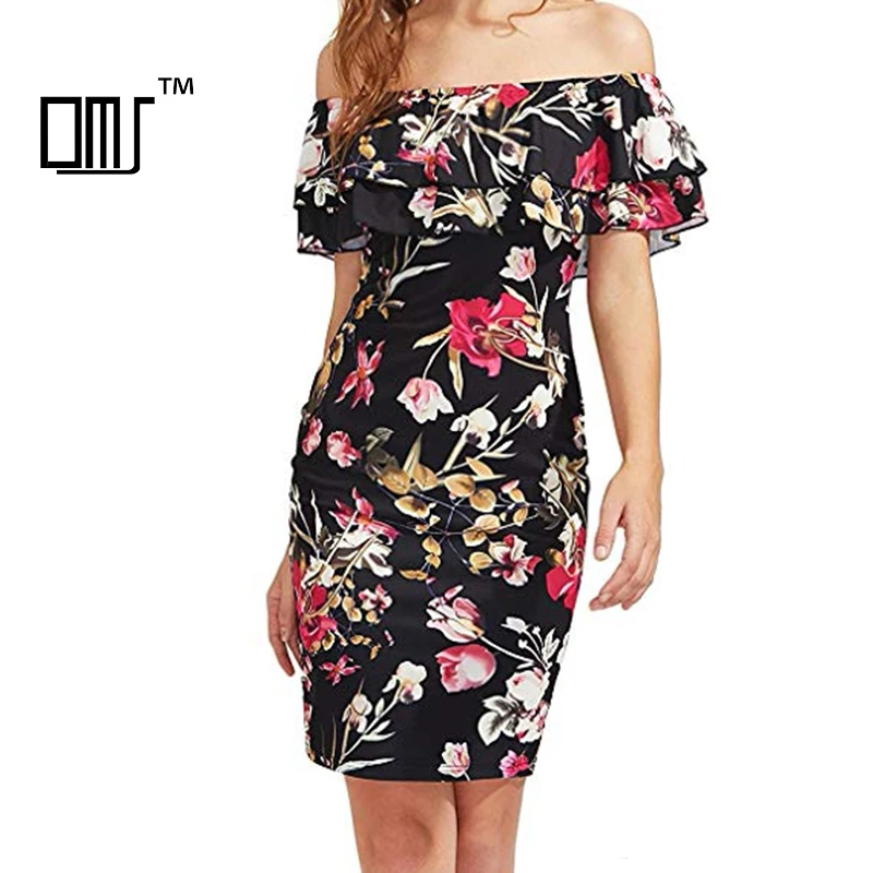 New Style Chiffon Women's Floral Ruffle Off Shoulder Party Sexy Long Clothes Dress, Customized
New Style Chiffon Women's Floral Ruffle Off Shoulder Party Sexy Long Clothes Dress, Customized
