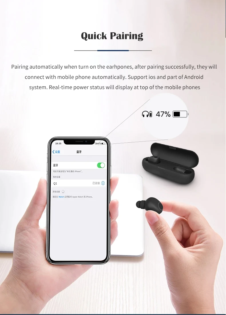 V5.0 Speaker Tws Earbuds,Wireless Headphone,Smallest Bluetooth Headset - ANKUX.COM