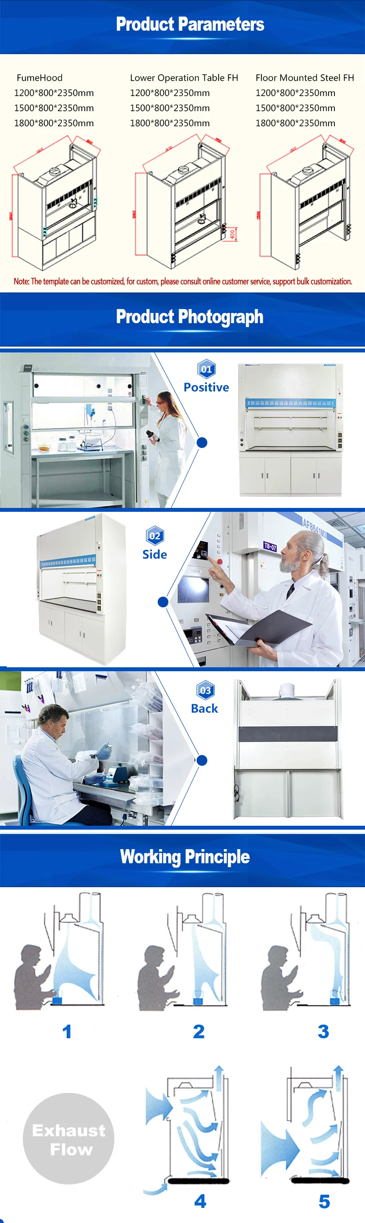 Hot Sale Steel Instrument Testing Ventilation Fume Hood for Chemical Laboratory/
