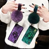 Crackle Diamonds Hair Ball Wrist Strap Cell Phone Case for iphone XS MAX Bling Luxury Fashion Mobile Phone Cover for iPhone X