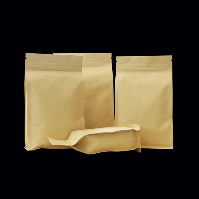 500pcs stand up brown ziplock kraft paper bags for wedding/gift