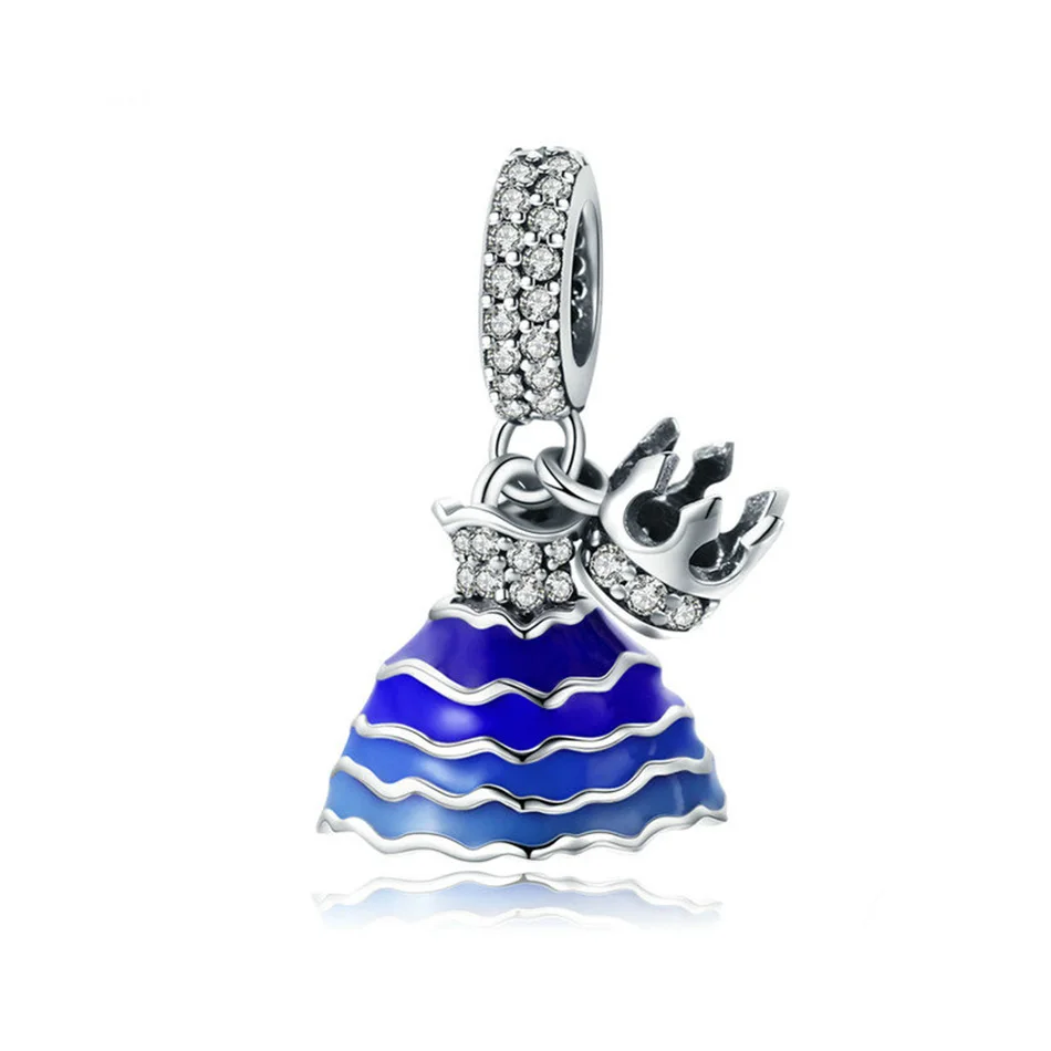 Stylish 925 Sterling Silver Blue Enamel Charms Fit Bracelets & Necklaces Chain Jewelry Princess Dress CZ Crown Charms
Stylish 925 Sterling Silver Blue Enamel Charms Fit Bracelets & Necklaces Chain Jewelry Princess Dress CZ Crown Charms