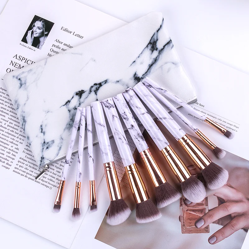 Custom logo privata label Special Professional 10 piece Marble Handle Make-up Brushset with pu bag
Custom logo privata label Special Professional 10 piece Marble Handle Make-up Brushset with pu bag