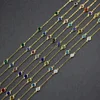 AM-YBH43 Jewelry Making Gold Plated Wire Wrapped Link Glass Beaded Rosary Chain Wholesale by Roll
