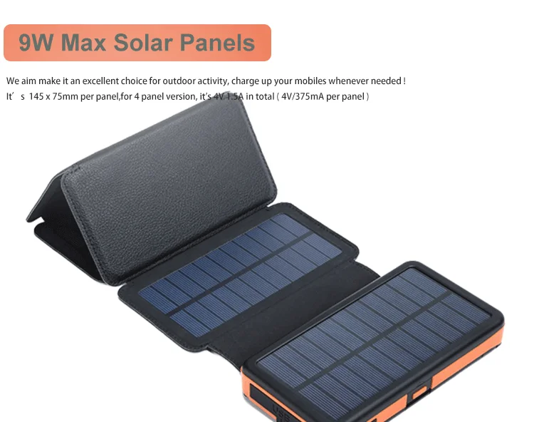 20000mAh Detachable Foldable Solar Power Bank