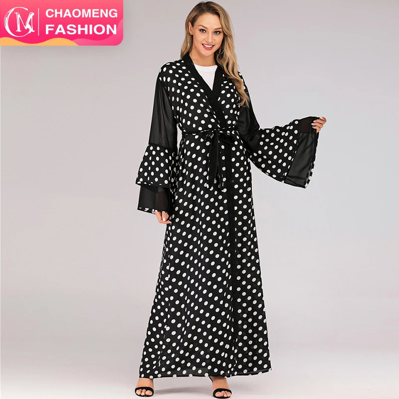 1706# Fashion abaya white polka dot pleated long sleeves kimono muslim dubai women abaya, Black/customized
1706# Fashion abaya white polka dot pleated long sleeves kimono muslim dubai women abaya, Black/customized