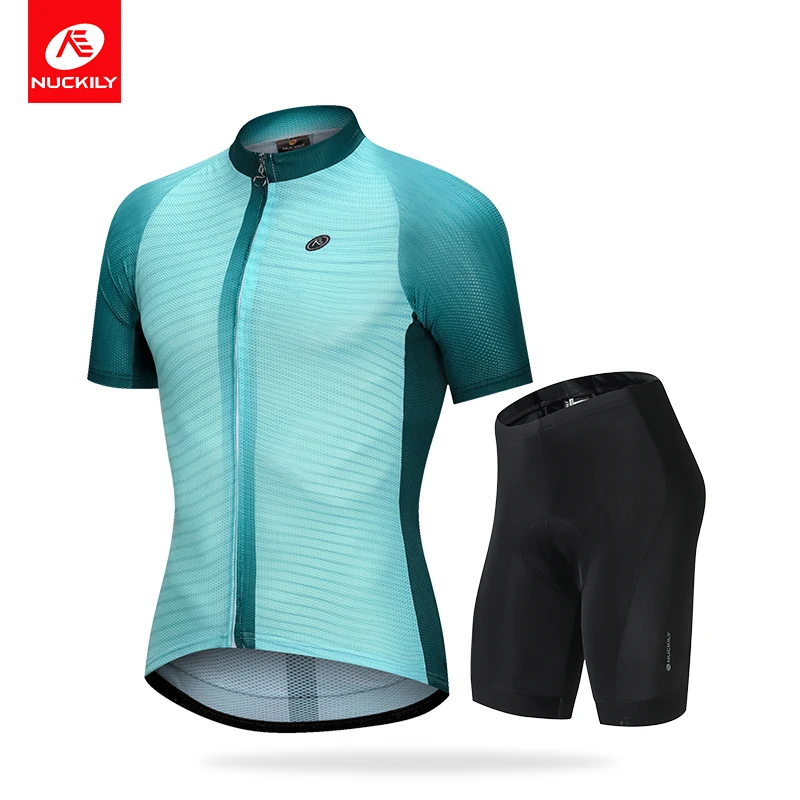 

NUCKILY Man Retail Custom Cycling Jersey With Pockets Bike Short Pants Padded Bicycle Sport Wear Set