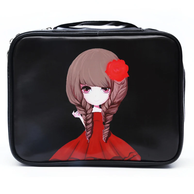 Custom Wholesale Fancy Girls Printed Ladies PU Cosmetic Bag Storage Box for Travel