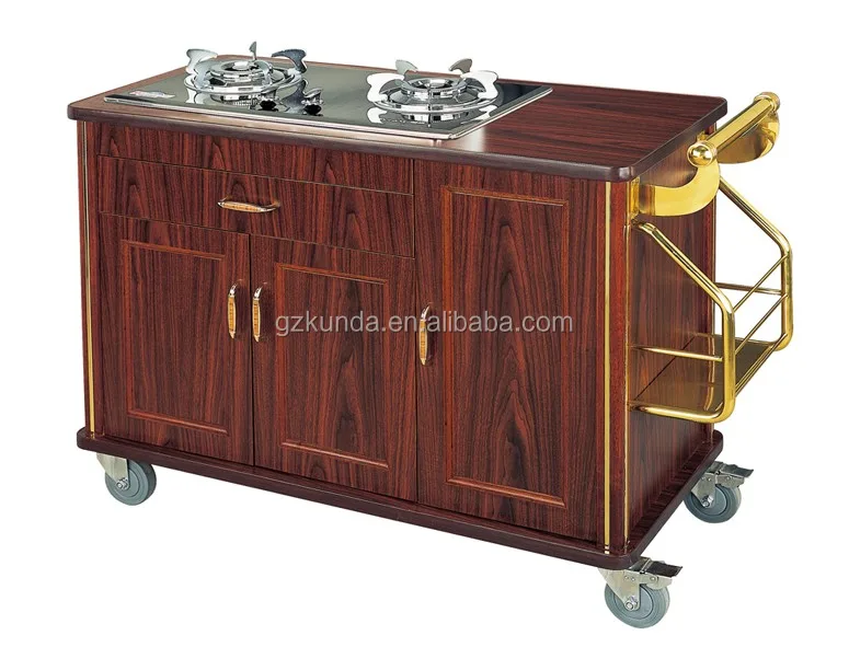 stainless steel food war<strong>me</strong>r trolley flambe cart kitchen food