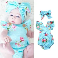 

Hao Baby Clothes Children's Clothing Spring 1-3 years old Baby Conjoined Clothes Romper Summer 2019 Blue Flowers Newborn Clothes