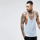 spaghetti strap custom stringer tank top stripe Y Back men gym