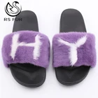 Wholesale custom indoor outdoor mink fur slippers with EVA sole
