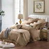 Camel Gold Luxury classic design silk cotton jacquard embroidery bedding set bed spread coverlet