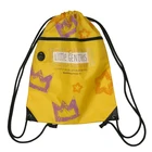 Sublimation crown printing yellow promotional drawstring pouch bag