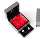 Oem romantic rose flower sliding drawer logo printed jewelry luxury custom gift box
