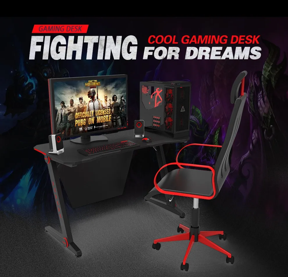 2019 Computer Gaming Desk Rgb Led Lights Cable Management Custom