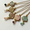 Made in china wholesale gold plated rose shaped colorful enamel scarf pin hijab