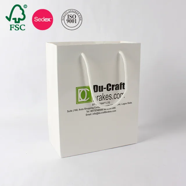oem custom luxury gift craft shopping white kraft paper bag 