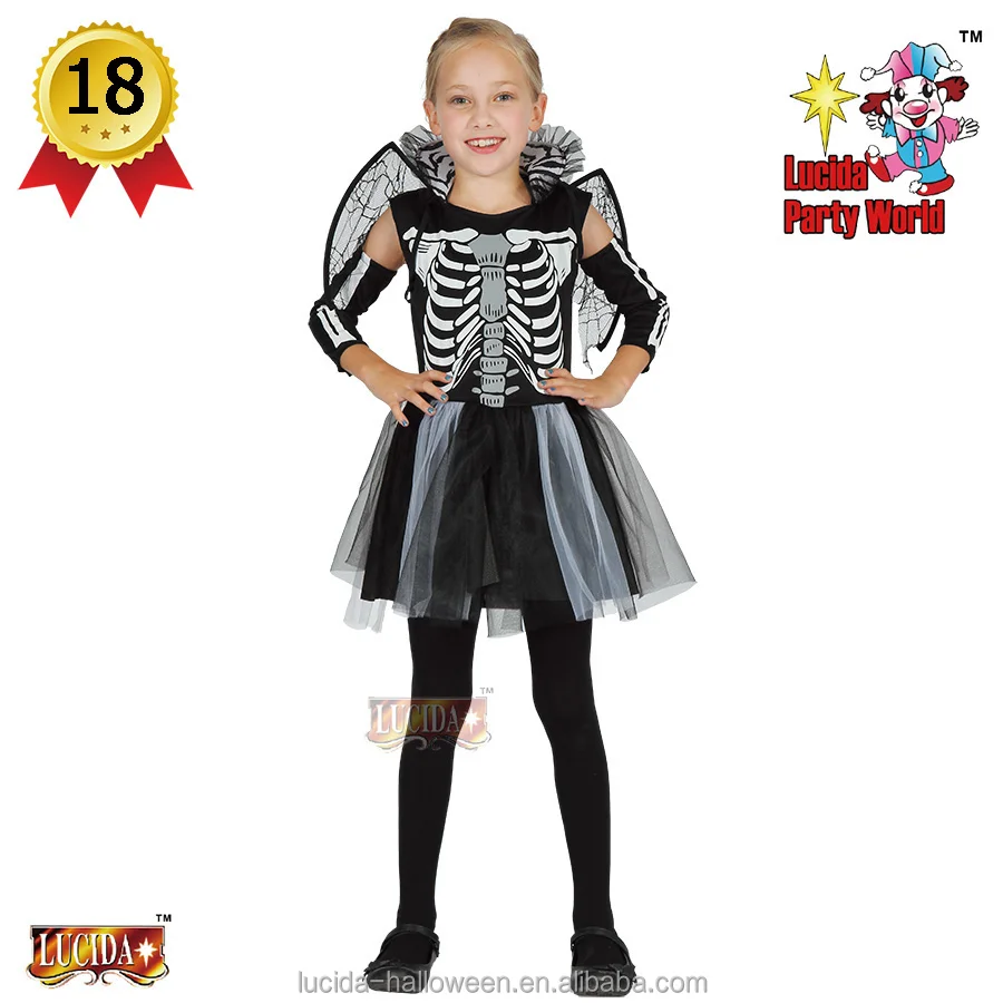 Lucida Halloween costume kid 98807 skeleton girl top selling deluxe party costume supplier