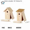 FSC BSCI classic wooden bird nest box aviary easy open clean on side for small birds