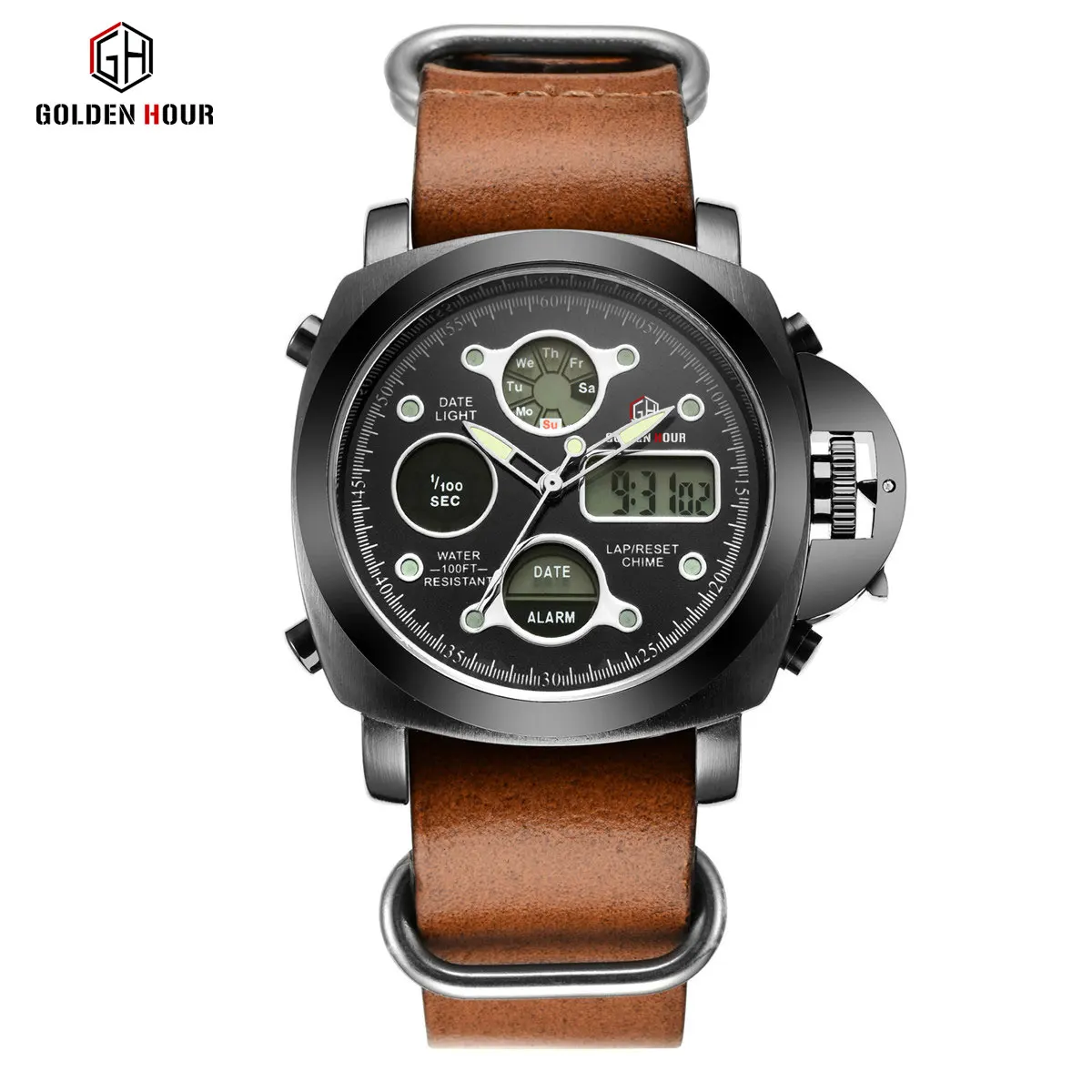 GOLDENHOUR men quartz smart watch water resistant sport date week leather wristwatch
GOLDENHOUR men quartz smart watch water resistant sport date week leather wristwatch