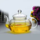 Home office clear heat resistant 350ml glass teapot with infuser