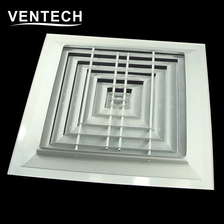 Aluminum Hvac Air Duct Lay In 4 Way Supply Ceiling Diffuser Vcd