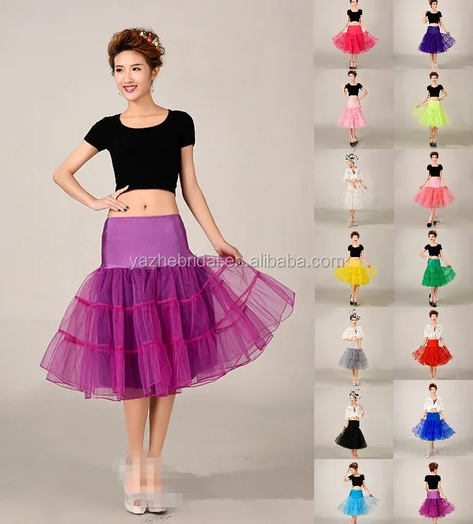 18 Colors-Cheap Wholesale A-Line Short Petticoat Colorful Short Underskirt Knee Length Bridal Tulle Petticoats For Wedding Dress