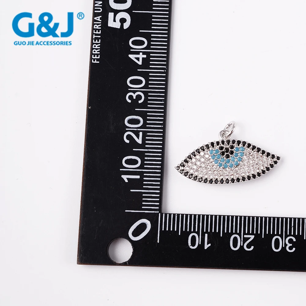 Guojie brand wholesale women fashion jewelry copper microscope gem stone evil eye pendants