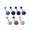 316l stainless steel epoxy gem cz dangle belly navel ring smooth surface body piercing jewelry