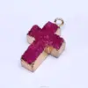 Ruby color druzy cross pendants drusy jewelry